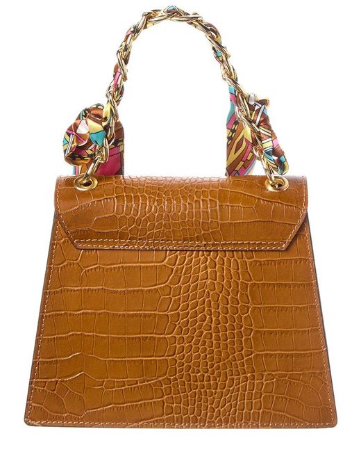 Italian Leather Brown Top Handle Shoulder Bag