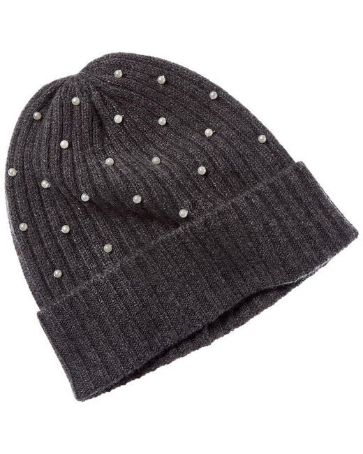 Sofiacashmere Black Sofiacashmere 2X2 Rib Pearl Cashmere Hat