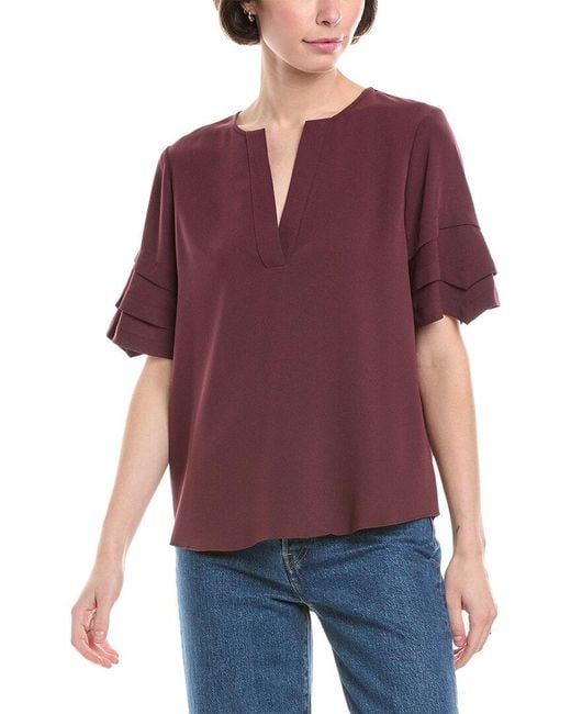 FRAME Purple Tiered Ruffle Blouse