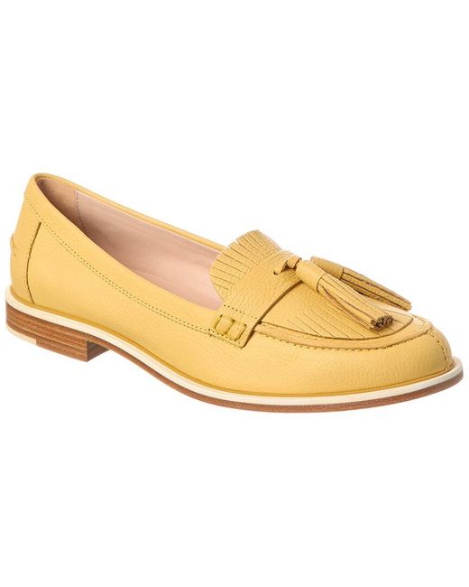 Tod's Yellow Fringed Leather Loafer