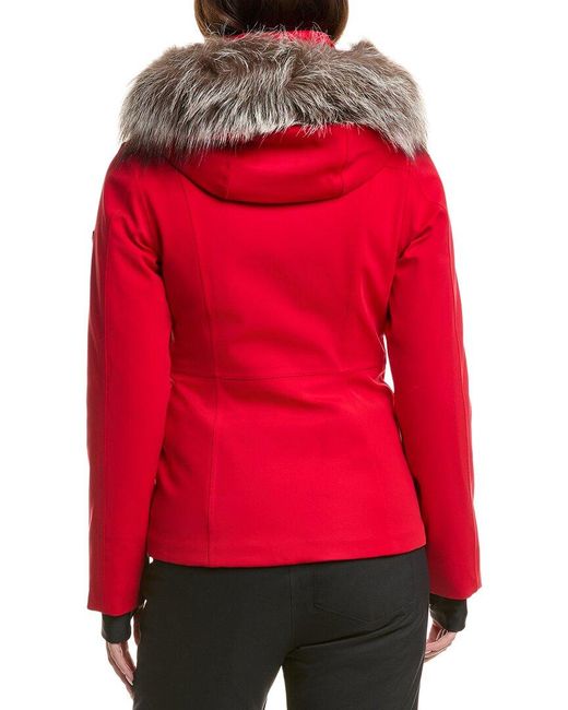 Post Card Red Fur-Trim Down Ski Jacket