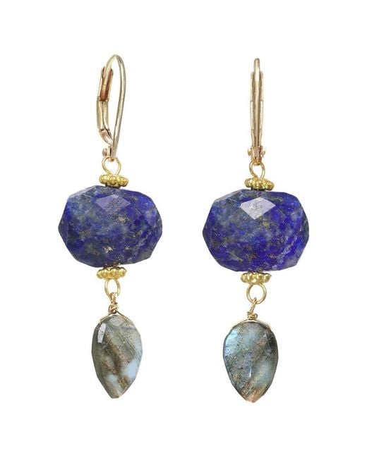 Rachel Reinhardt Jewelry Blue Gemstone Dangle Earrings