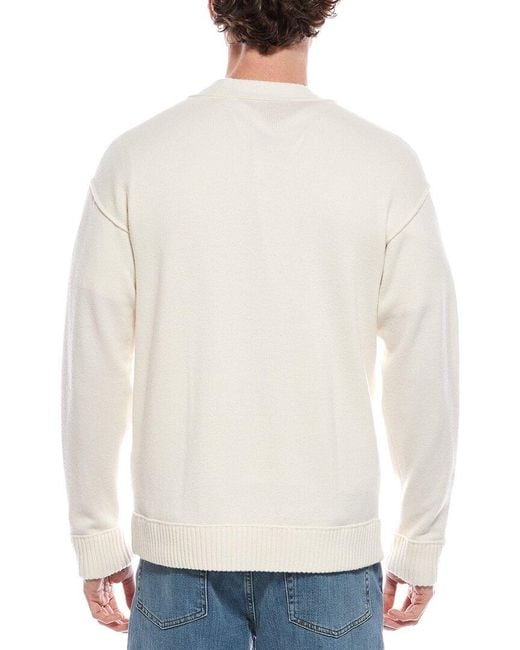 Eleventy White Jacquard Wool Cardigan for men