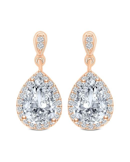 Rachel Glauber Blue 14k Rose Gold Plated Silver Cz Drop Earrings