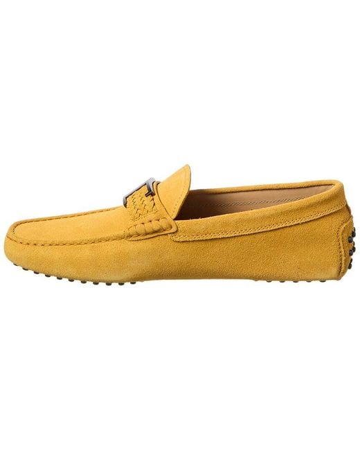 Tod's Yellow Gommini Suede Loafer for men