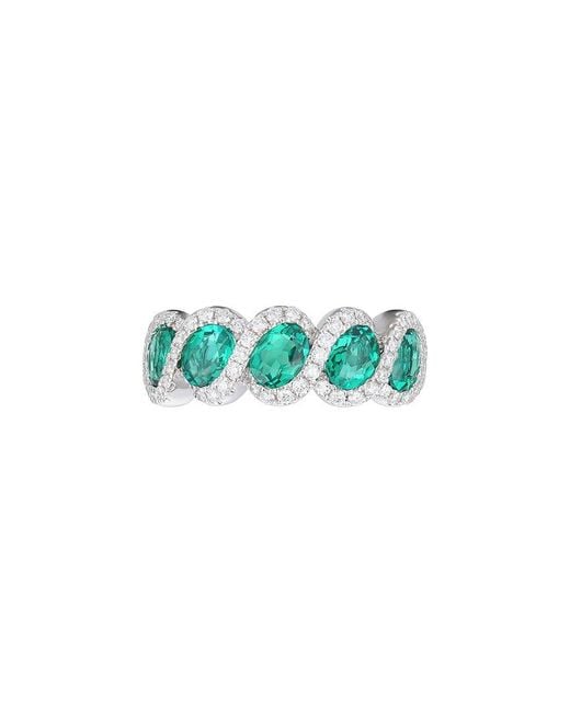 Gregg Ruth Green 18K 1.97 Ct. Tw. Diamond & Lab-Grown Lab Created Emerald Ring
