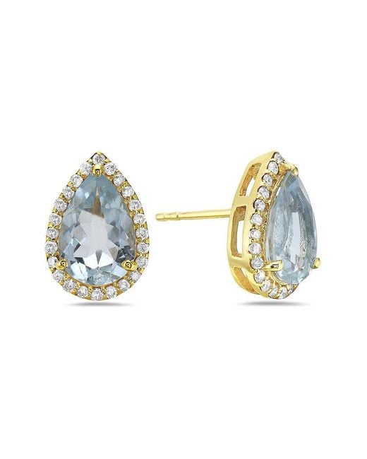 Forever Creations USA Inc. Blue Forever Creations 14k 2.41 Ct. Tw. Diamond & Aquamarine Halo Earrings