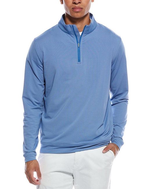 Peter Millar Blue Perth Sugar Stripe Performance 1/4-Zip Pullover for men