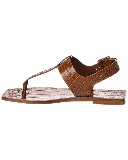 Christian Louboutin Brown Croc-Embossed Leather Sandal