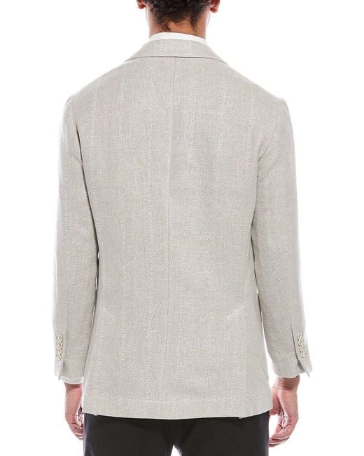 Brunello Cucinelli Gray Linen, Silk, & Wool-blend Blazer for men