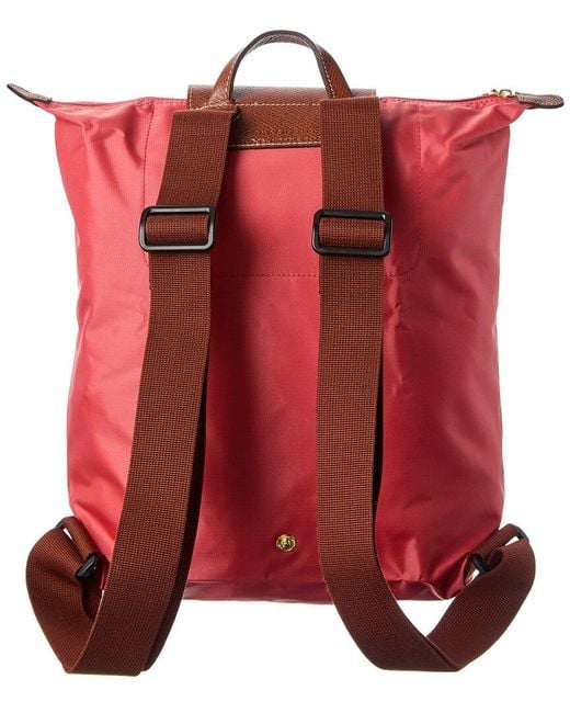 Longchamp Red Le Pilage Canvas Backpack