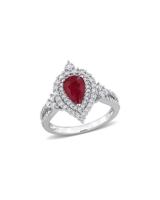 Rina Limor Pink 14k 2.07 Ct. Tw. Diamond & Ruby Halo Ring