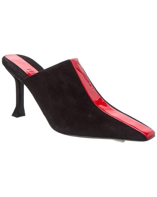 Ferragamo Red Sophye Suede & Patent Mule