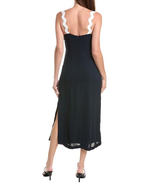 Reiss Blue Ashley Wave Trim Crepe Dress