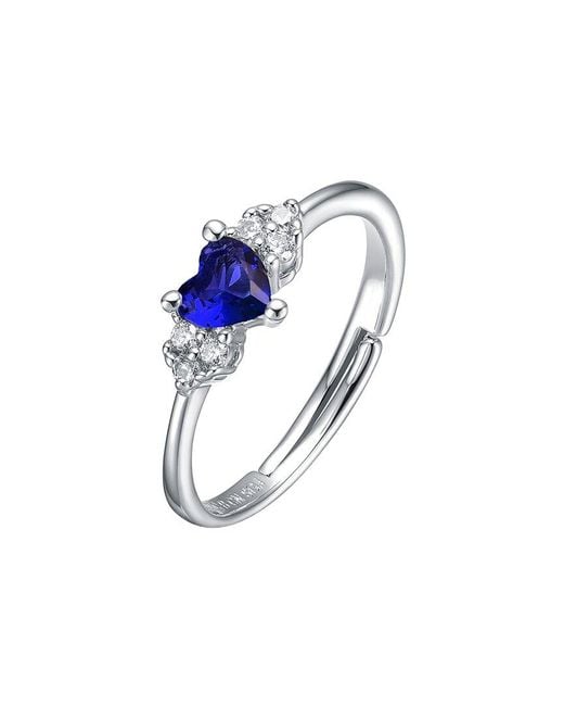 Genevive Jewelry Blue Silver Cz Ring