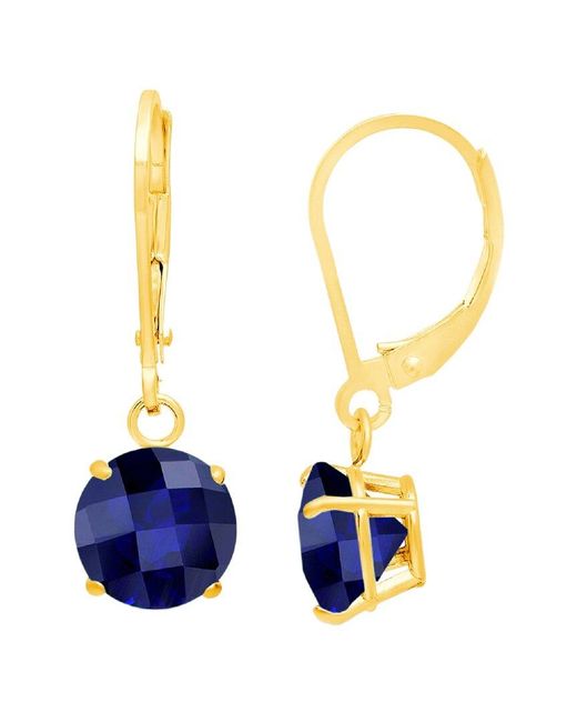 MaxColor 10k 4.50 Ct. Tw. Lab-grown Blue Sapphire Dangle Earrings