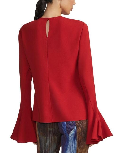 Lafayette 148 New York Red Godet Sleeve Blouse
