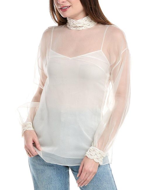 Valentino Gray Silk Top