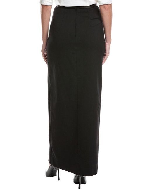 St. John Black Stretch Wool-Blend Skirt