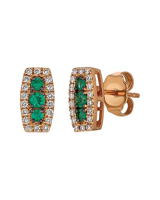 Le Vian White Le Vian 14k Rose Gold 0.31 Ct. Tw. Diamond & Emerald Earrings