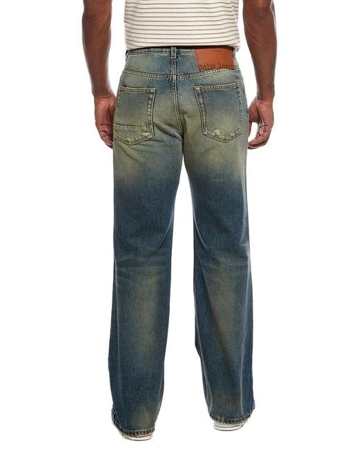 Palm Angels Blue Distressed Straight Jean for men