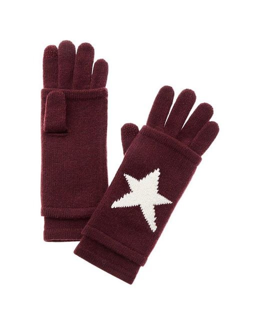 Hannah Rose Red Star Intarsia 3-in-1 Cashmere Tech Gloves