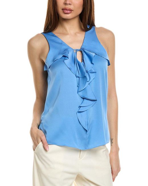 Kobi Halperin Blue Demy Silk-Blend Blouse