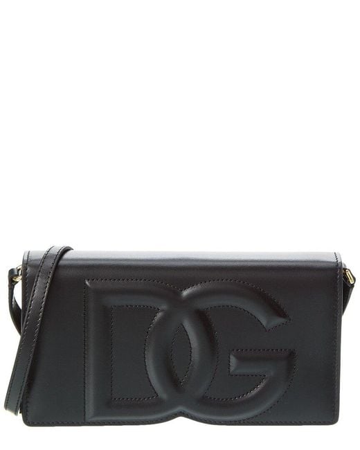 Dolce & Gabbana Black Dg Logo Leather Phone Bag