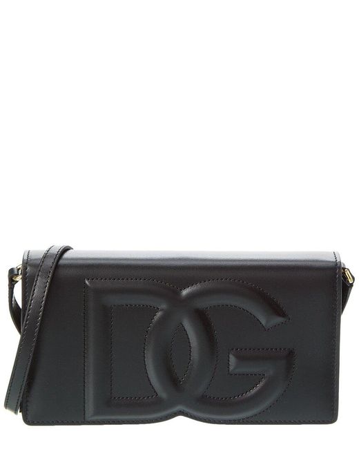 Dolce & Gabbana Dg Logo Leather Phone Bag in Black Lyst