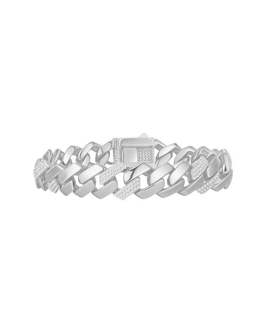 Rachel Glauber White Plated Cz Cuban Bracelet