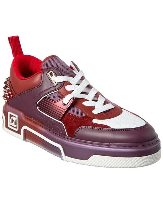 Christian Louboutin Red Astroloubi Leather & Mesh Sneaker for men