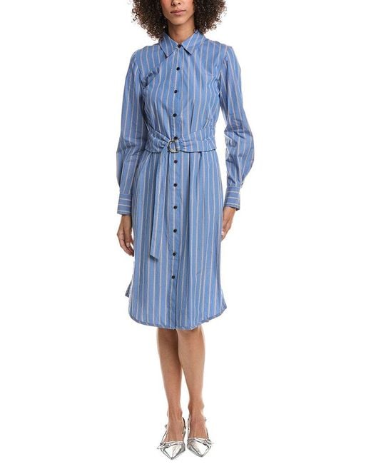 10 Crosby Derek Lam Blue Veronica Belted Shirtdress