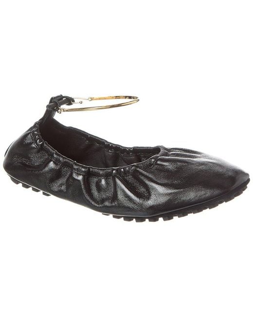 FENDI FILO BALLET IN BLACK LAMBSKIN WITH GOLD HARDWARE