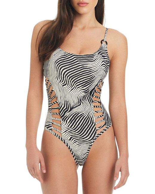 Red Carter Black High Contrast Cutout Swimsuit