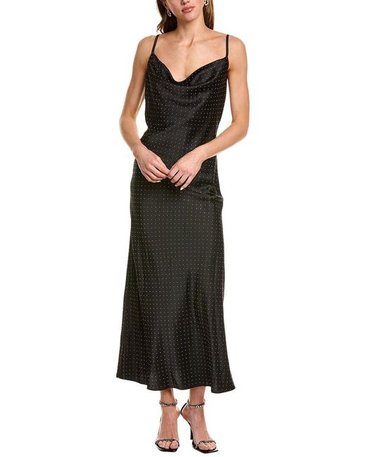 Rare London Black Diamante Slip Dress