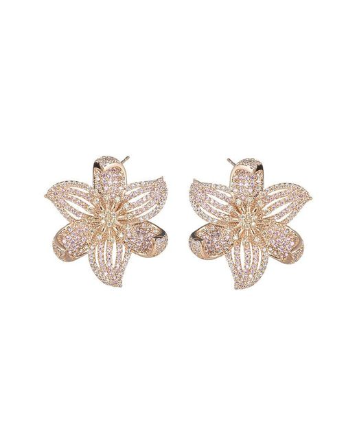 Eye Candy LA White Cz Lou Floral Stud Earrings