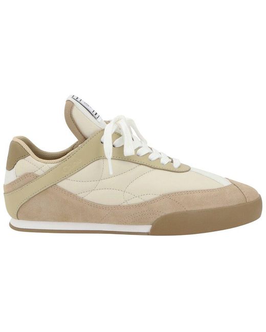 Chloé White Kick Leather-Trim Sneaker