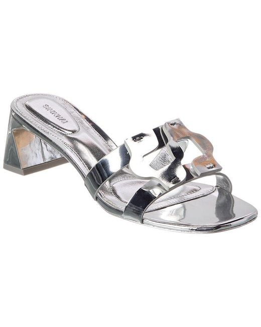 Jonathan Simkhai Monogram Metallic Block Heel Leather Sandal