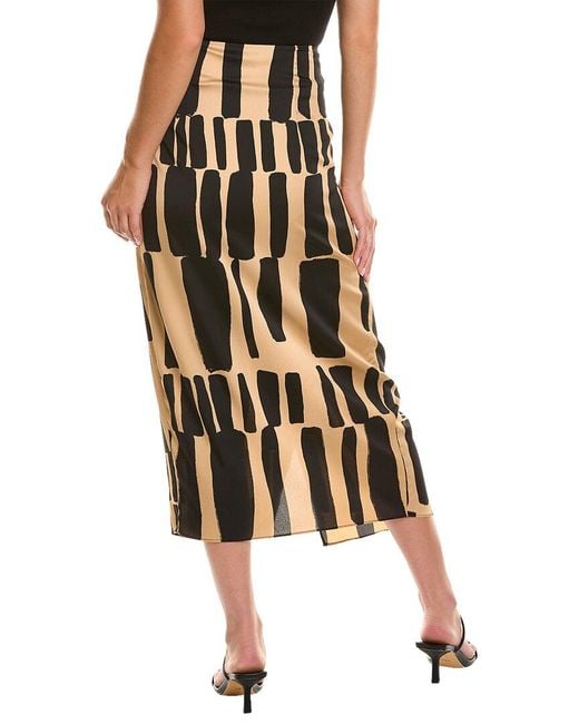 Donna Karan Printed Midi Skirt in Brown | Lyst