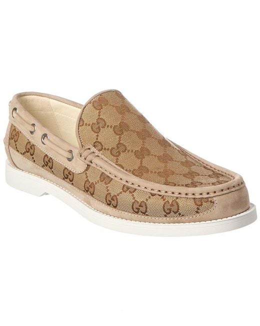Gucci Brown Canvas Moccasin for men