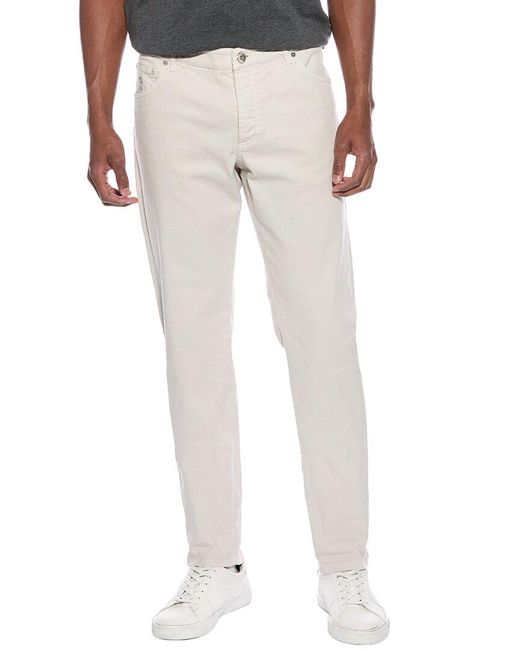 Brunello Cucinelli White Light Khaki Skinny Jean for men
