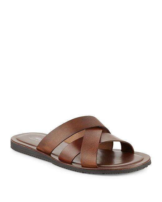 Saks Fifth Avenue Brown Italian Leather Sandals for men