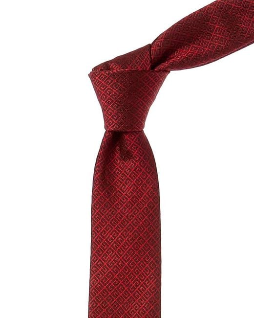 Givenchy Red All Over 4g Jacquard Silk Tie for men