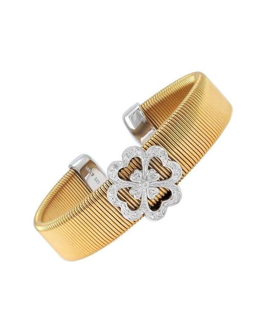 Diamond Select Cuts Metallic Stainless Steel 0.10 Ct. Tw. Diamond Bangle Bracelet