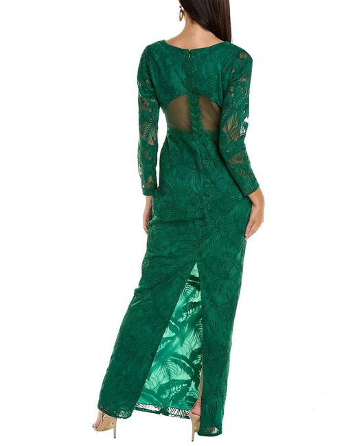 Marchesa Green Embroidered Lace Gown
