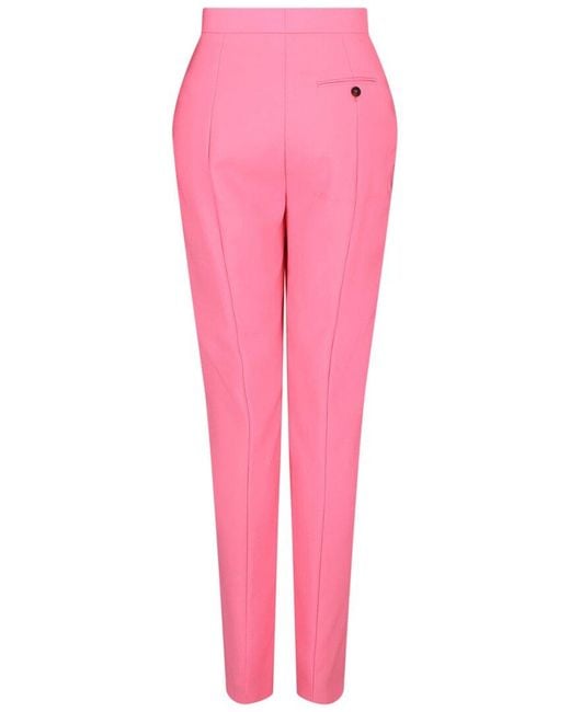 McQueen Pink High-Waisted Wool Cigarette Pant