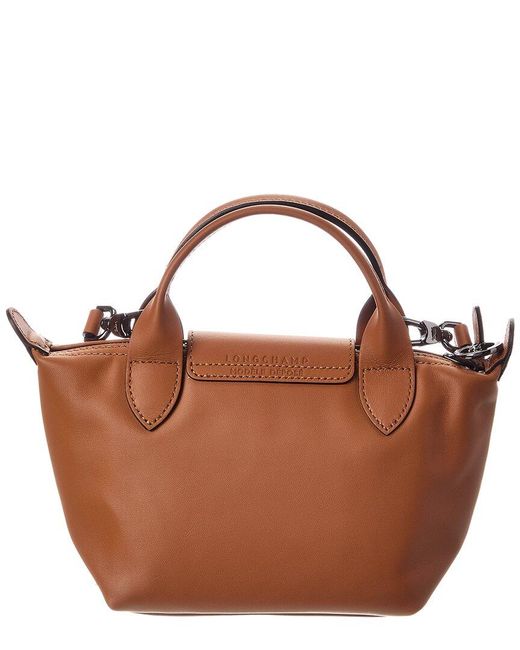 Longchamp Brown Le Pliage Xtra Xs Leather Handbag