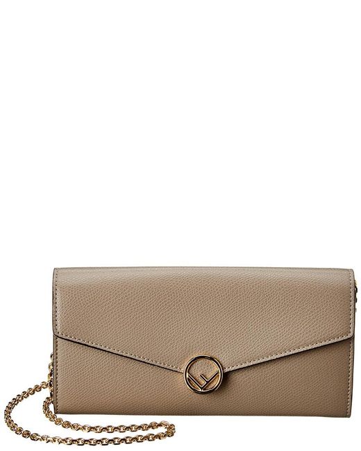 Fendi Brown Leather Continental Wallet On Chain