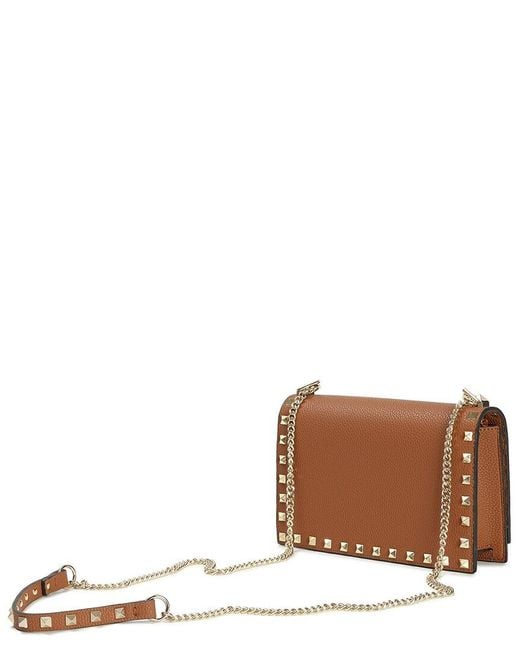 Tiffany & Fred Paris Brown Studded Fold-Over Leather Clutch