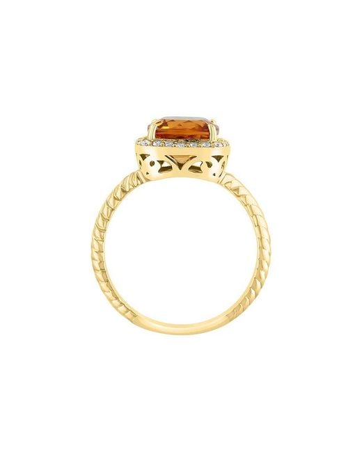 Effy Fine Jewelry Metallic 14K 2.13 Ct. Tw. Diamond & Citrine Ring